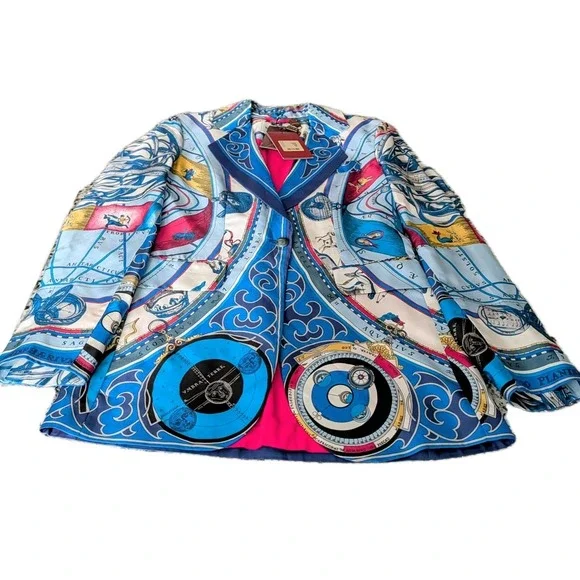 ETRO $2420 Colorful Multi-Print Silk Blazer Luxury Italian 42/6 Rare Artsy NWT - Picture 4 of 16